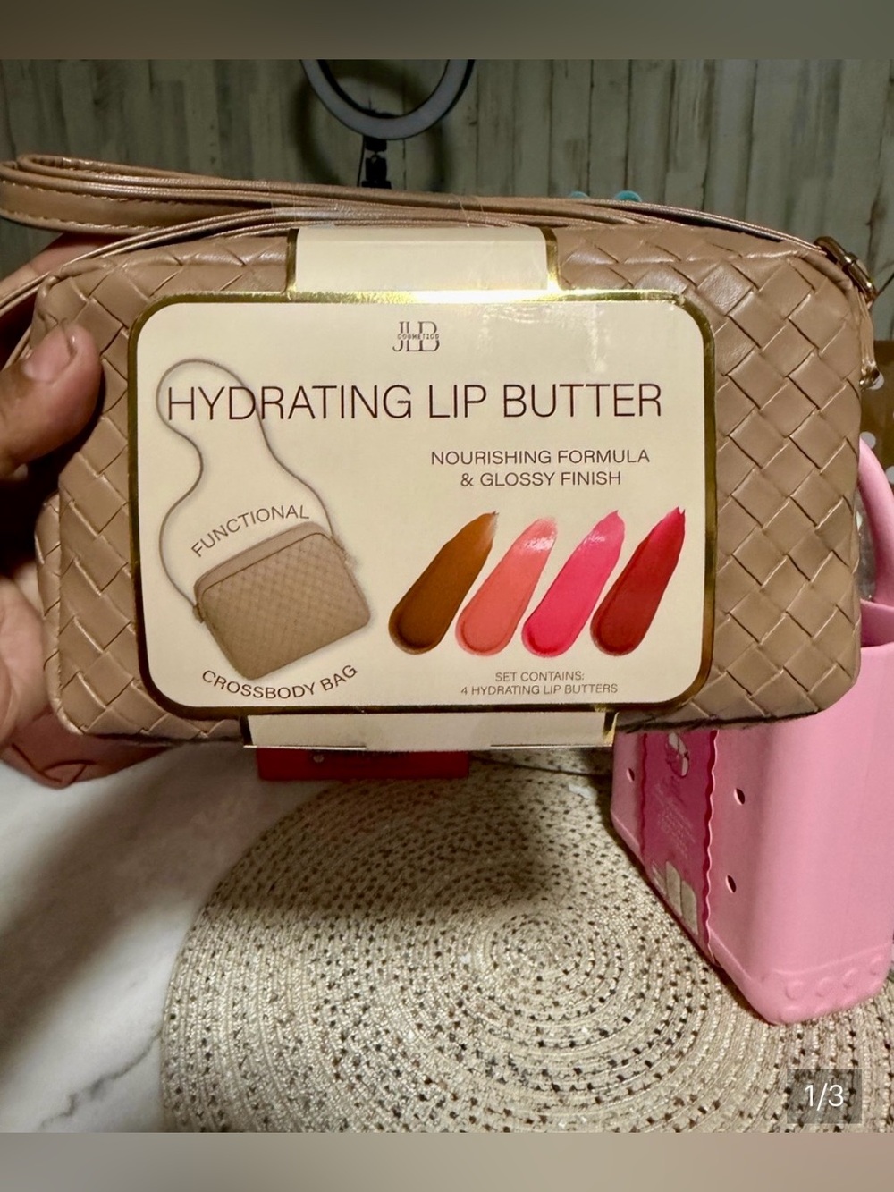 JLB Cosmetics Hydrating Lip Butter Set and Crossbody Bag